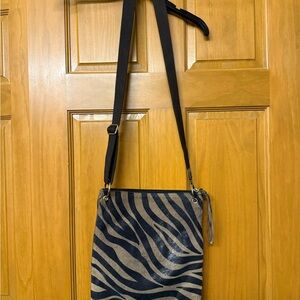 Maurizio Taiuti Black and Tan Zebra Crossbody Bag Leather